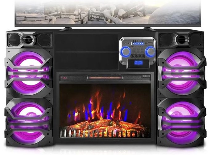 Technical Pro 685130068 Speakers with Color Changing Fireplace